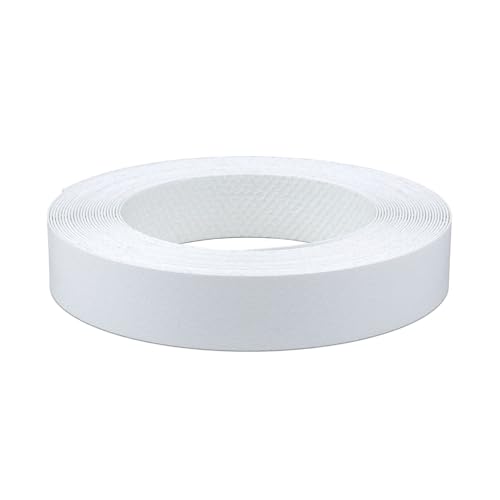 7/8" x 25ft PVC White Roll Pre-Glued Edge Banding, Iron on Edge Band, Hot Melt Adhesive, Furniture Edge Tape, PVC Edging for Easy Furniture Restoration, Rough Surface, Based in USA - size: 7/8" x 25ft