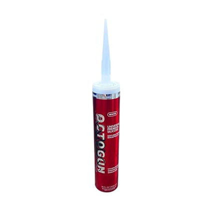Octogun™ Universal Premium Silicone – All-Purpose Waterproof Sealant for Bathroom, Kitchen, Shower, Window & Door – Low Odor, Flexible & Long-Lasting – 10.1 fl oz -White, Silicone, Caulk - size: 1 -Pack