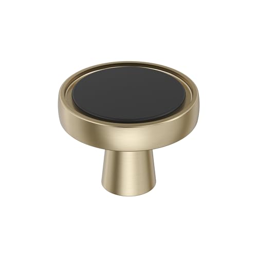 Amerock 1-3/8" Round Mergence Matte Black/Golden Champagne Cabinet Knob - color: Matte Black/Golden Champagne