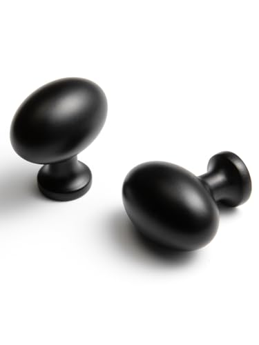 Oval Matt Black Cabinet Knobs, Zinc Alloy for Drawer Knobs for Dresser Cupboard Wardrobe, Kitchen Cabinet Pulls (5, Matt Black, Egg knob) - color: Matt Black