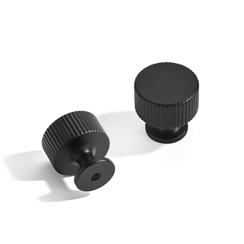 20-Pack 1-1/8 Inch Knob Matte Black Cabinet Pulls Solid Heavy Duty Cabinet Pull is Suitable for Drawers Dressers Handles Kitchens Bathroom cabinets - color: Matte Black, size: 1-1/8 Inch(28mm) Diameter