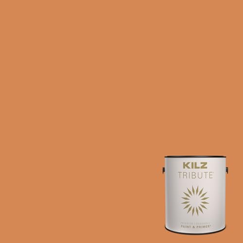 KILZ TRIBUTE Paint & Primer, Interior, Eggshell, Bright Marigold, 1 Gallon - color: BRIGHT MARIGOLD, size: 128 Fl Oz (Pack of 1), style: Eggshell