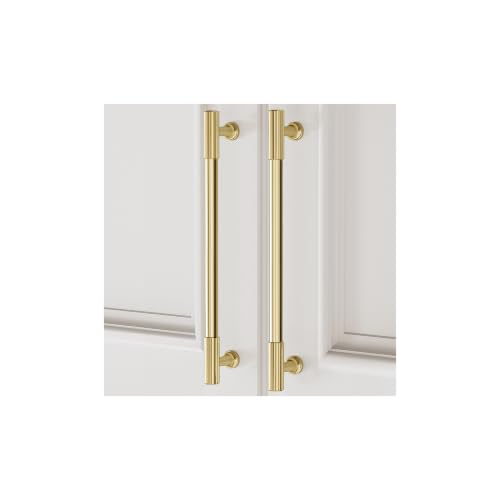 VEHCIL 20 Pack Brushed Gold Cabinet Handles, 7.5" Hole Centers Kitchen Cabinet Pulls Drawer Dresser Handles Cabinet Hardware for Kitchen Cupboard, Solid Zinc Alloy - color: Brushed Light Gold (20PACK), size: 7.5 Inch Hole Center