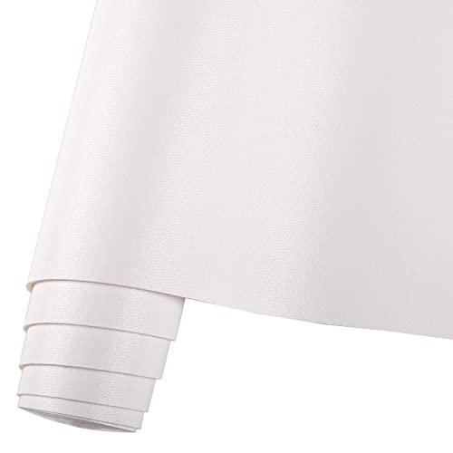 HGUAN Smooth Solid Color White Faux Leather 12"X53"(30cmX135cm),Faux Leather Sheets Roll Very Suitable for Making Crafts, Leather Earrings, Bows,Sewing (White) - color: White