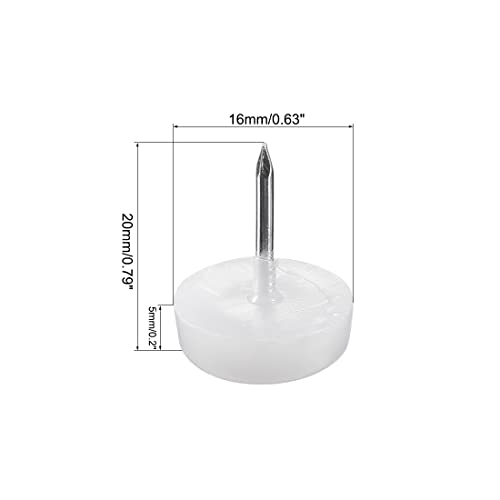 uxcell Furniture Feet Nail Plastic Glide Nails Chair Table Leg Protector 16mm Dia White 60pcs - size: 16mm
