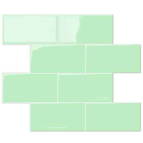 STICKGOO 10-Sheet Backsplash Peel and Stick Subway Tile, Self Adhesive Vinyl Wall Tiles, Stick on Backsplash for Kitchen and Bathroom(Thicker Design, Light Sage) - color: Light Sage