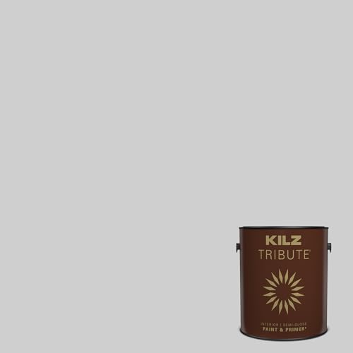 KILZ TRIBUTE Paint & Primer, Interior, Semi-Gloss, Brushed Metal, 1 Gallon - color: BRUSHED METAL, size: 128 Fl Oz (Pack of 1), style: Semi-Gloss