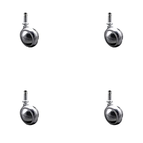 2 Inch Swivel Metal Ball Caster Wheels for Furniture - Bright Chrome Finish Stem Casters with 7/16 Inch by 7/8 Inch Grip Ring Stem - 300lbs. Total Capacity - Set of 4 - Service Caster Brand - color: 7/16" x 7/8" Grip Ring Stem - Set of 4, size: 2" Metal T