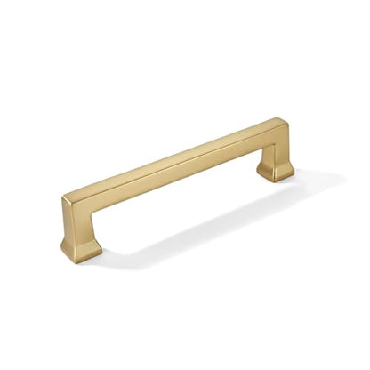 khtumeware 10 Pack 5inch(128mm) Hole Center Brushed Brass Cabinet Pulls Heavy-Duty Satin Brass Cabinet Hardware Pulls for Kitchens, bathrooms and Dresser Handle - color: Brushed Brass, size: 5inch(128mm) hole center