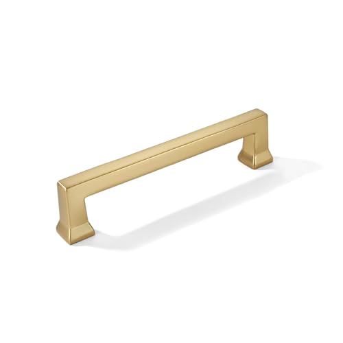 khtumeware 10 Pack 5inch(128mm) Hole Center Brushed Brass Cabinet Pulls Heavy-Duty Satin Brass Cabinet Hardware Pulls for Kitchens, bathrooms and Dresser Handle - color: Brushed Brass, size: 5inch(128mm) hole center