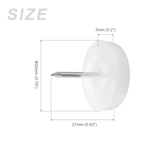 METALLIXITY Furniture Feet Nail (20mm/0.79in) 20Pcs, Plastic Round Chair Glides Sliders - for Chairs Sofa Furniture Sliders Protector Pad, White - size: 20mm/0.79in