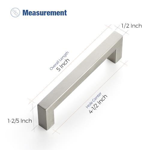 Ravinte Brushed Nickel Square Pulls Cabinet Handles,4-1/2 Inch,30 Pack - color: Brushed Nickel, size: 4-1/2 Inch Hole Center