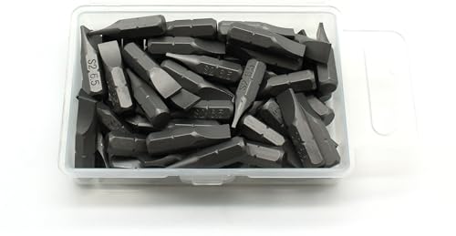 TEMO 50p 1/4" Flat Slotted 1" Long Screwdriver Insert Bit, Impact S2 Steel - size: 50p Slot 1/4" 25mmL(1"L)