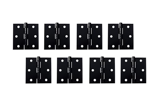 QCAA Square Door Butt Hinge, Heavy Gauge, Swaged, Loose Pin, 2-1/2"x2-1/2 x2.0mm, Black, Made in Taiwan, 8 Pack - color: Black(2-1/2 * 2-1/2), size: 8 Pack