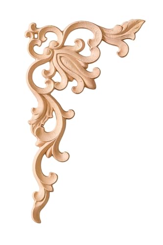 Corner Applique Decorative Accessory Paintable Embossed Wood 1cm Kss02 Home Decor DIY Crafting Furniture Embellishment Unfinished Wood Color - Wood, One Size