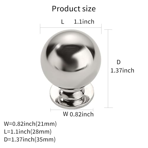 khtumeware 2 Pack 1.1 Inch Polished Nickel Cabinet Knobs Small Ball Kitchen Cabinet Hardware Drawer Knobs Pulls for Drawers. - color: Polished Nickel, size: 1-1/8 Inch(28mm)Diameter