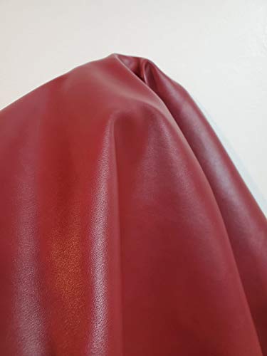 NAT Leathers Burgundy Vegan Faux Leather Sheet Fabric Synthetic Pleather 0.9 mm Madison 1/2 Yard 18 x 54 inch Soft Smooth Upholstery Half Yard (18" x 54") (Burgundy) - color: Burgundy