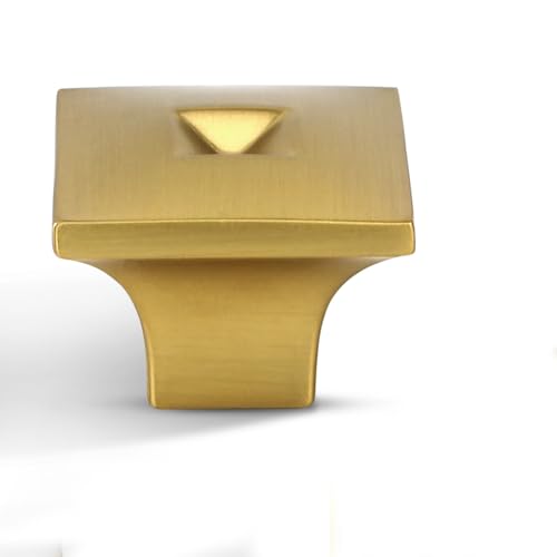Brushed Gold zinc Alloy Solid Cabinet Knobs,Single Hole Drawer Square knob Handles for Cabinets and Dresser Drawers Rustic 6 Pack 7600 - color: Brushed Gold, size: 1.18 Inch