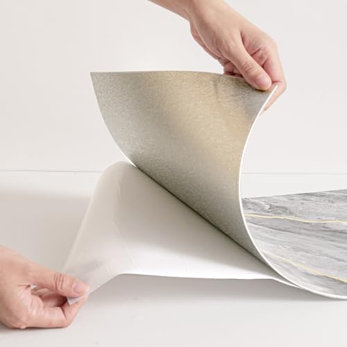 Haimin 3D Wall Panels Peel and Stick Marble Tile Look 10 Pack Waterproof - color: Gray Gold-06