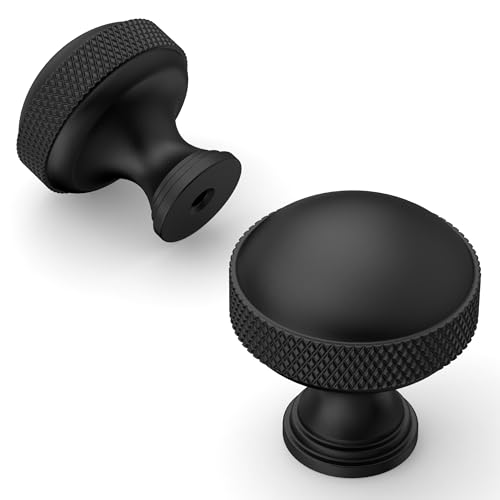 Amerdeco 10 Pack Matte Black knurled Cabinet Knobs - color: Matte Black, size: Knob
