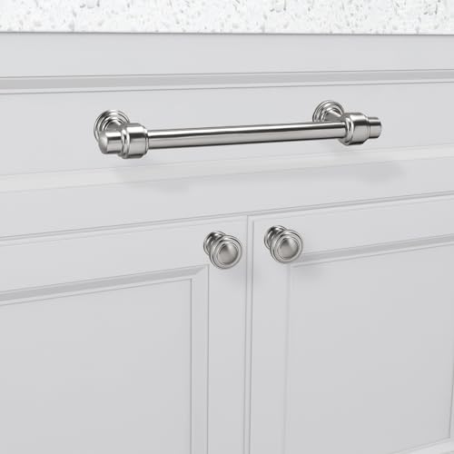 10 Pack 6-1/4 Inch(160mm) Kitchen Cabinet Handles Brushed Satin Nickel Cabinet Pulls Silvery Drawer Pulls Zinc Alloy Kitchen Hardware - color: Brushed Satin Nickel, size: 6-1/4'' Hole Center(160mm)