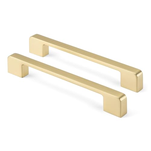 Rergy Cabinet Handles, Brushed Gold Drawer Pulls, 6.25", 10 Pack - color: Brushed Gold, size: 6.25"/160MM Hole Center