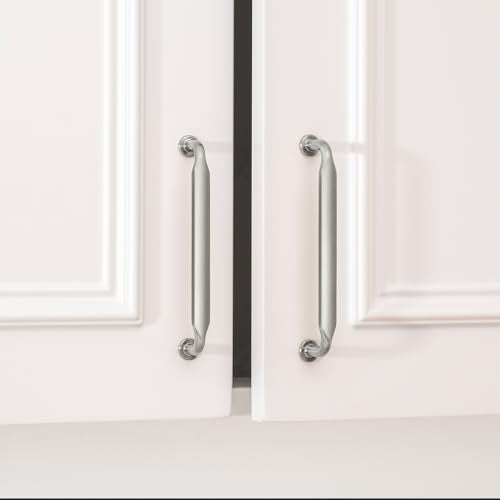 Goldenwarm 10 Pack 5 Inch Brushed Nickel Cabinet Pulls Solid Handles - color: Brushed Satin Nickel, size: 5 Inch Hole Center