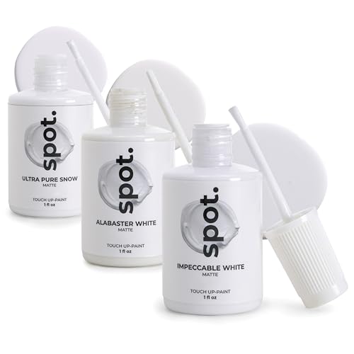 spot. Touch-Up Paint | Matte Finish for Cabinets, Walls, Doors & Furniture | Multi-Tone White Repair Kit | Quick-Dry, Self-Priming, Low-Odor, Eco-Friendly | No-Sanding or Primer Needed | 3 Pack - color: White Matte