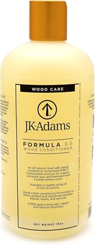 JK Adams Formula 68 Wood Conditioner, 8 oz Bottle, Butcher Block Conditioner, Cutting Board Conditioner, Wood Cutting Board Cleaner, Cutting Board Cream, Wood Treatment - size: 8"L x 10"W