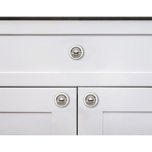 khtumeware 4 Pack Large 1-3/4 Inch Cabinet Knob, Metal Zinc Alloy Handle, Polished Nickel Drawer Handle, Bifold Closet/Wardrobe/Cabinet/Bathroom Cabinet Door Knobs, Durable - color: Polished Nickel, size: 1-3/4 Inch Diameter-Knob
