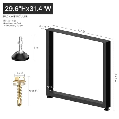 31"W×28"H Heavy Duty Metal Table Legs for Dining Tables, Rectangle, 2 Pack - size: 28"×31.5" Rectangle