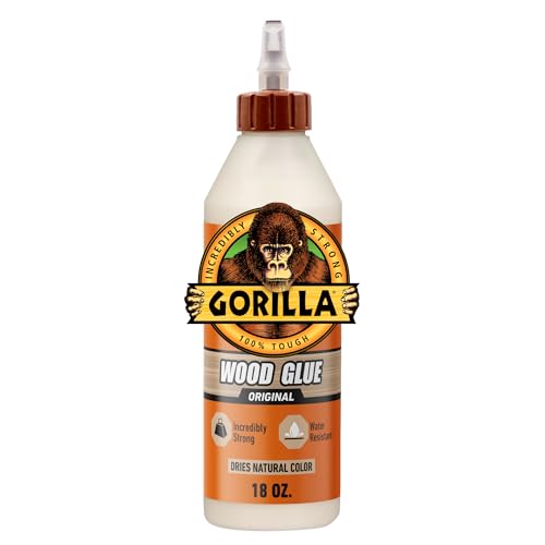 Gorilla Wood Glue, 18 oz Bottle, Water Resistant PVA Adhesive - size: 18oz