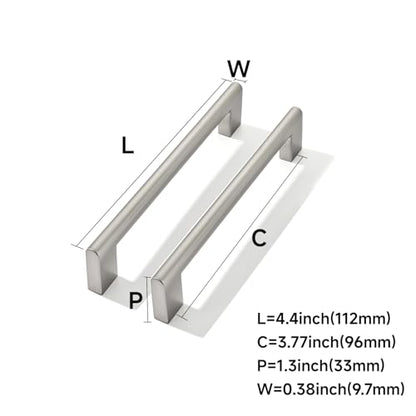 10 Pack 3-3/4 Inch Hole Center Brushed Satin Nickel Cabinet pulls Heavy Duty Solid Hardware for bathrooms Dressing Tables cabinets and Kitchen cabinets. - color: Brushed Satin Nickel, size: 3-3/4 Inch Hole Center