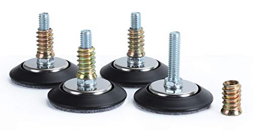 Leveling Feet 4PK with 3/8"-16 Thread Inserts and Felt Pads - size: D64mm Black
