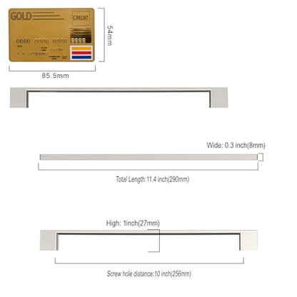 Amerdeco 10 Pack Brushed Satin Nickel Cabinet Pulls 10" - color: Brushed Satin Nickel, size: 10" hole center