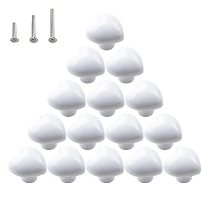 HUAMULAN Ceramic Knobs Heart Shape Cabinet Dresser Pulls Door Handle 15 PCS - color: LS154-White-15PCS
