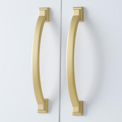 10 Pack 3-3/4 Inch Cabinet Pulls Brushed Gold Kitchen Cabinet Handles Zinc Alloy Drawer Pulls Solid Cabinet Hardware - color: Brushed Gold, size: 3-3/4'' Hole Center(96mm)