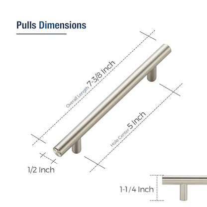 20 Pack Brushed Nickel Cabinet Handles, 5 in Hole Center Cabinet Pulls - color: Brushed Nickel, size: 5 in Hole Center
