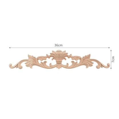 2Pcs Wood Carved Appliques Long Flower Carving Wooden Onlays 14.17"x2.76" - color: 2Pcs