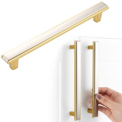 Nickel and Gold Cabinet Pulls Drawer Handles 6-1/4 Inch 5 Pack 2281 - color: Brushed Nickel & Gold, size: 6-1/4 In Hole Distance, style: 5 Pack