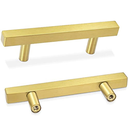 AEEKEL 30 Pack Brushed Brass Kitchen Cabinet Handles 5" Length Drawer Pulls - color: Gold, size: 3 In Hole Center