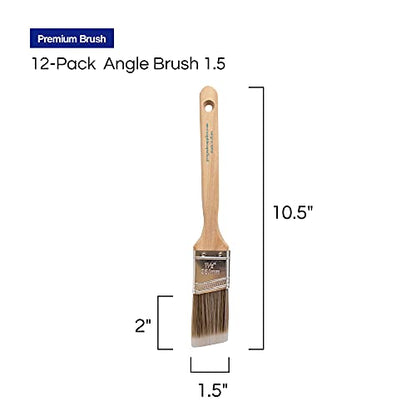 Pro Grade - Paint Brushes - 12Ea 1.5" Angle Brushes (Pack of 2) - size: 12Ea 1.5A (Pack of 2)
