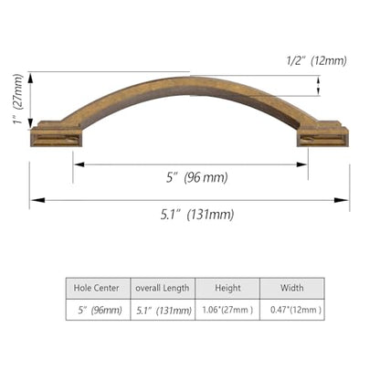 10 Pack Antique Brass Cabinet Pulls 3.75 Inch Kitchen Cabinet Handles - color: Antique Brass, size: 3.75 inch（96mm）, style: 10 Pack