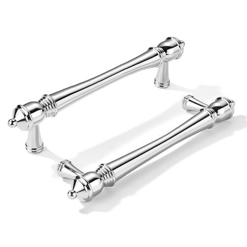 khtumeware 10 Pack 3-1/2 inch(89mm) Hole Center Virbant Polished Chrome Cabinet Pulls Heavy-Duty Solid Cabinet Hardware Drawer Pulls Hardware Suitable for Kitchens bathrooms and Dressing Tables - color: Polished Chrome, size: 3-1/2inch(89mm) hole center