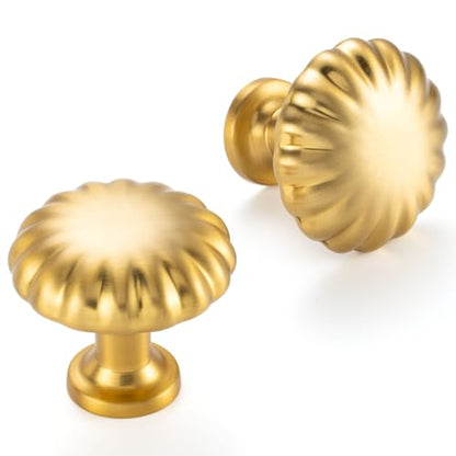 Round Brushed Gold Cabinet Knobs 1-1/4 Inch 10 Pack K2408 - color: Brushed Gold, size: Knob A-10 Pcs