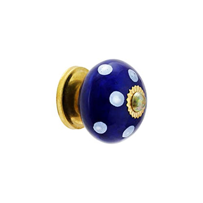 Drawer Pulls and Knobs - Countryside Handmade Ceramic Dresser Pulls Kitchen Cabinets Cupboard Wardrobe Handle Boho Decor Furniture Hardware - Blue Polka Dot - Pack of 4 - color: Blue Polka Dot