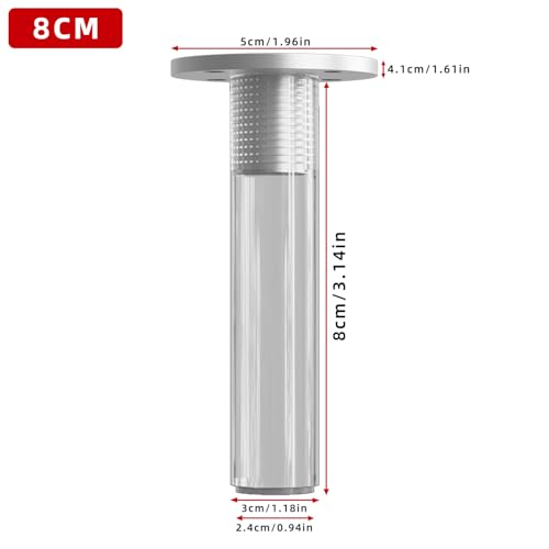Acrylic Furniture Legs Sofa Legs Four Suits Transparent Furniture feet can be Used in Sofas, cabinets, Tables and Other Scenes,8cm, About 3.15 inches. - size: yakeli8cm