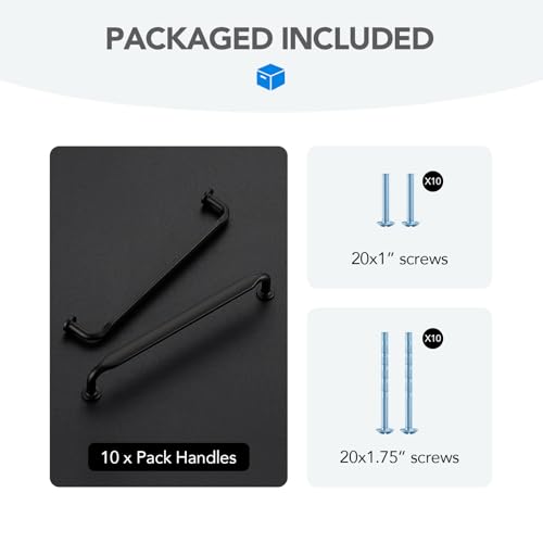 HOME EDIT Matte Black Solid Cabinet Handles & Pulls 6-1/4 Inch 10 Pack - color: Matte Black, size: 6-1/4 inches Hole Center