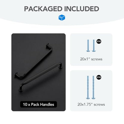HOME EDIT Matte Black Solid Cabinet Handles & Pulls 6-1/4 Inch 10 Pack - color: Matte Black, size: 6-1/4 inches Hole Center