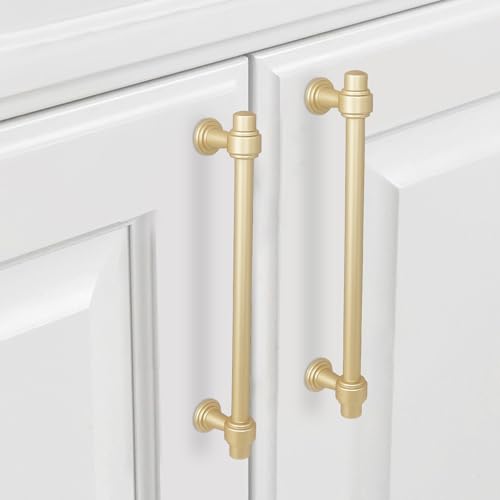 10 Pack Brushed Gold Cabinet Pulls 7-1/2 Inch(192mm) Hole Center Drawer Pulls Cabinet Hardware Kitchen Cabinet Handles for Bathroom Dresser Pulls - color: Brushed Gold, size: 7.5" Hole Center（192mm）